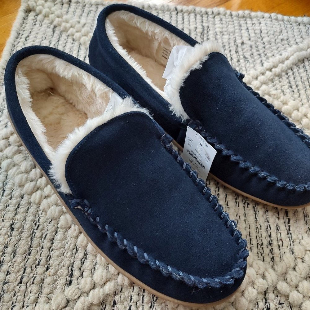 NWT J Crew Brand New Men's Leather Slippers